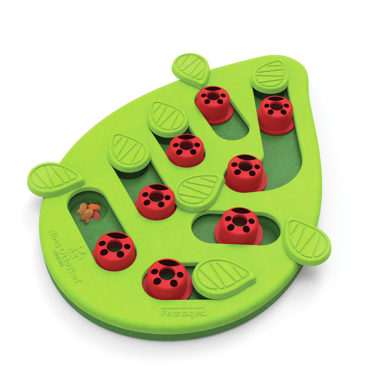 Outward Hound Nina Ottosson „Leafy Ladybug“ Intelligenzspielzeug für Hunde, grün-rot, mit Leckerli-Fächern, fördert Neugier & Spieltrieb.