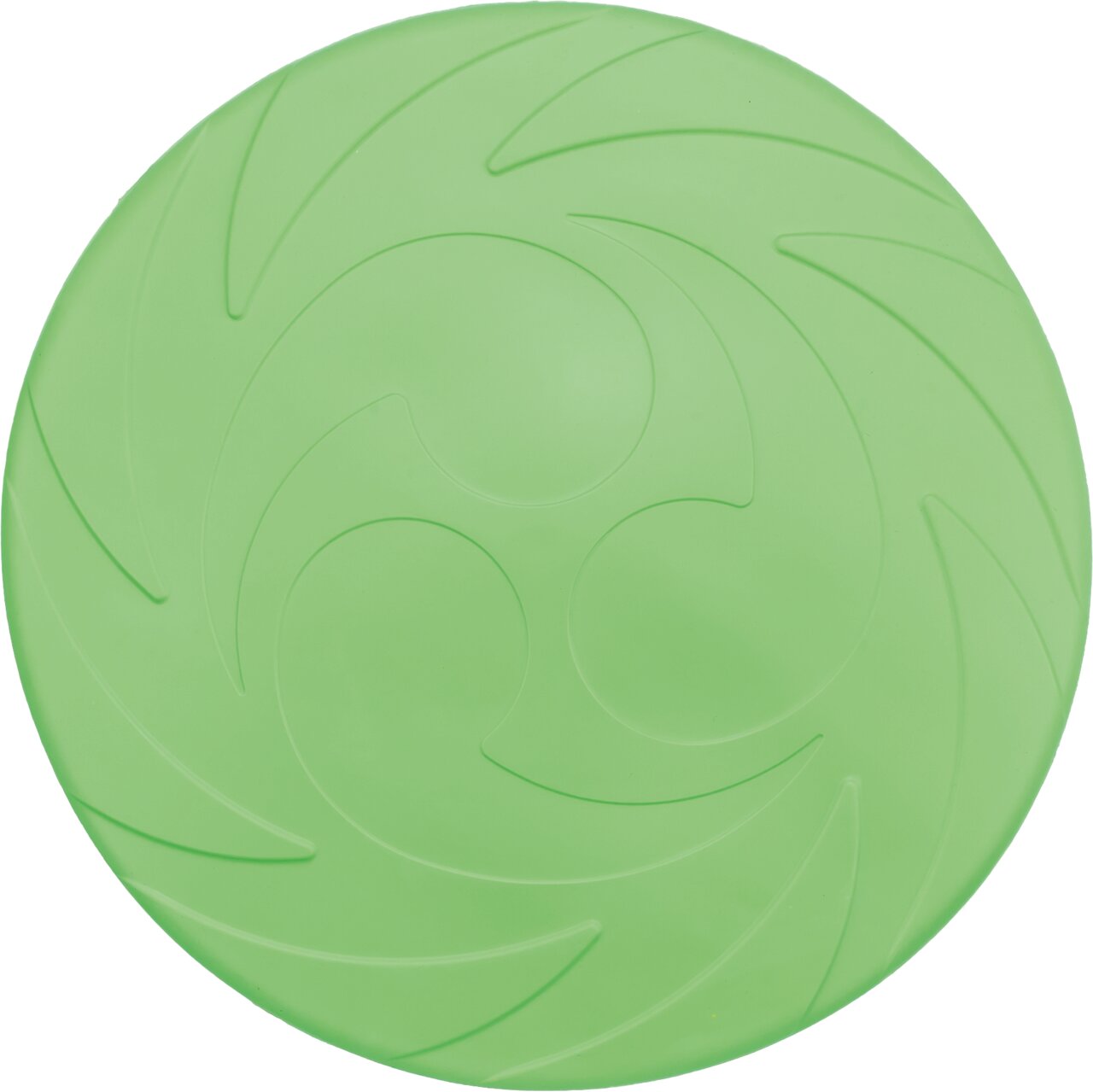 TRIXIE Hundespielzeug Frisbee aus weichem, grünem Naturgummi für Hunde, zum Werfen und Apportieren geeignet.