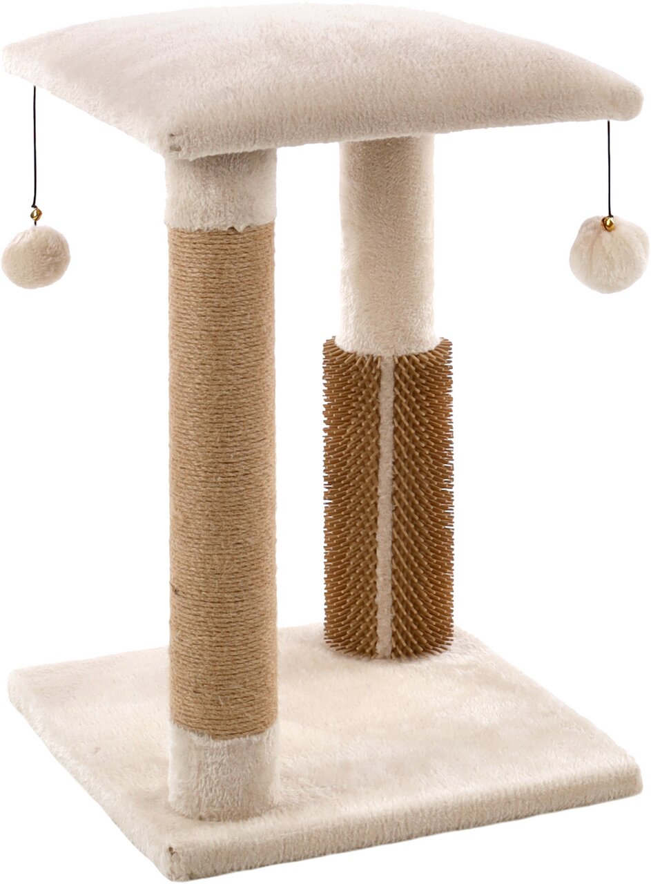 Flamingo Kratzbaum Mino für Katzen, beige, mit Liegefl., 2 Sisalstämmen, Bürste, 2 Spielbällen, ideal für Hauskatzen.