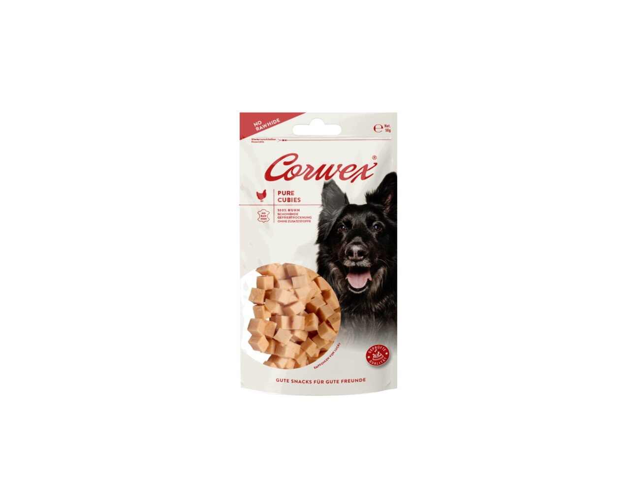 Corwex Pure Cubes Hundesnack, Geschmacksrichtung Huhn, für Hunde, ohne Rohhaut, 90 g Packung, gute Snacks für Hunde.