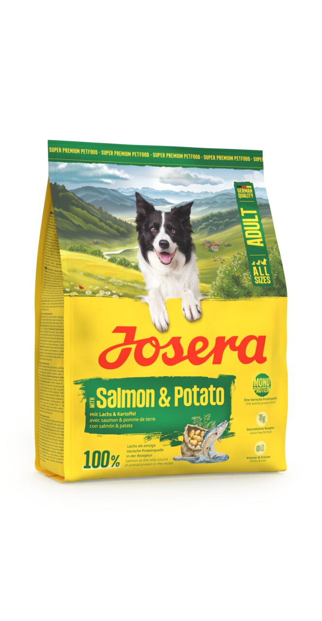Josera Salmon & Potato Hundefutter für Erwachsene, Lachs & Kartoffel, getreidefrei, für alle Größen, 15 kg.