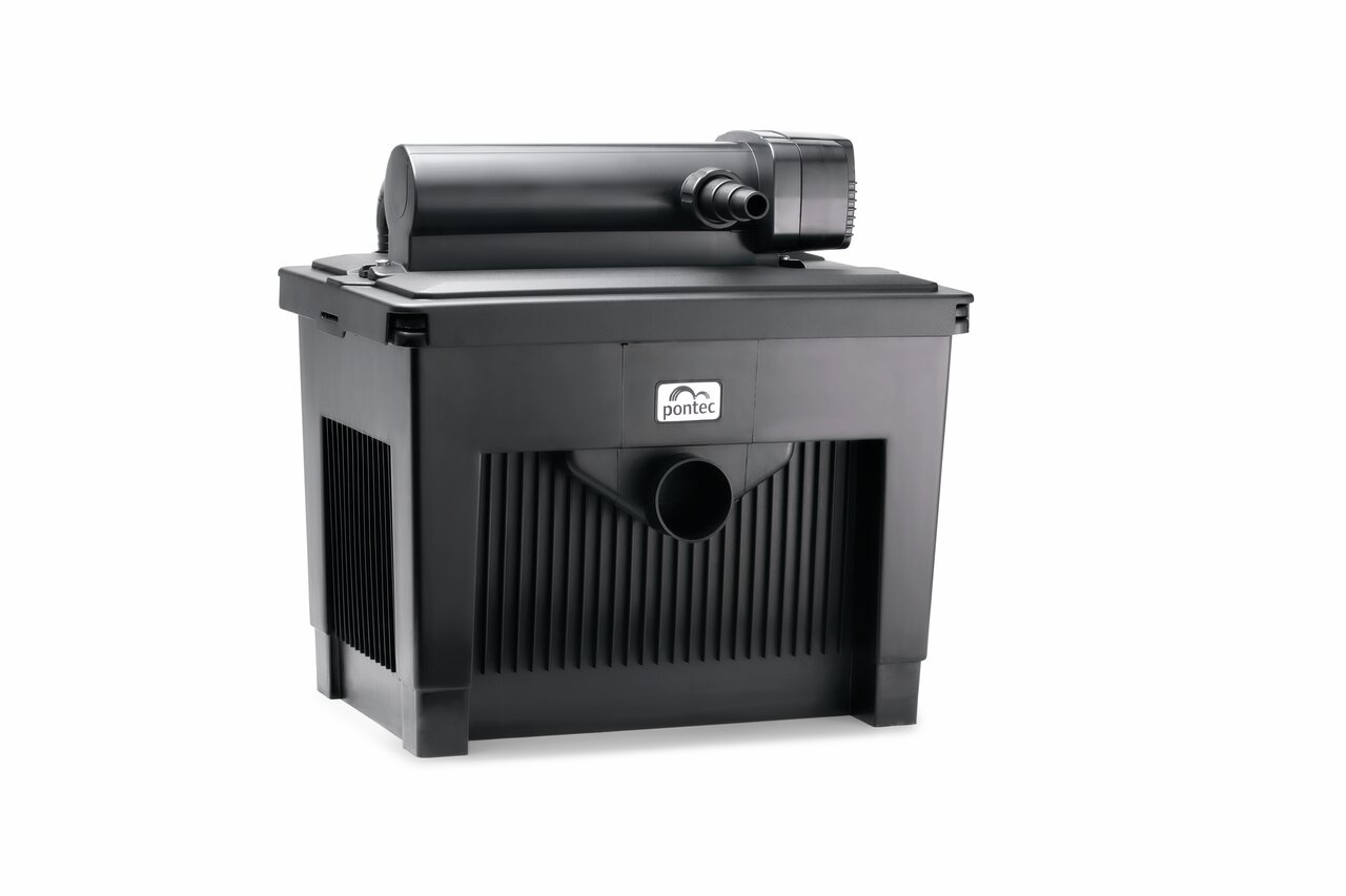 Pontec MultiClear Set 8000, Teichfilter f. Gartenteiche bis 8000 L, mit UVC-Klärer, mech.-bio. Filterung, robust, einfache Installation.