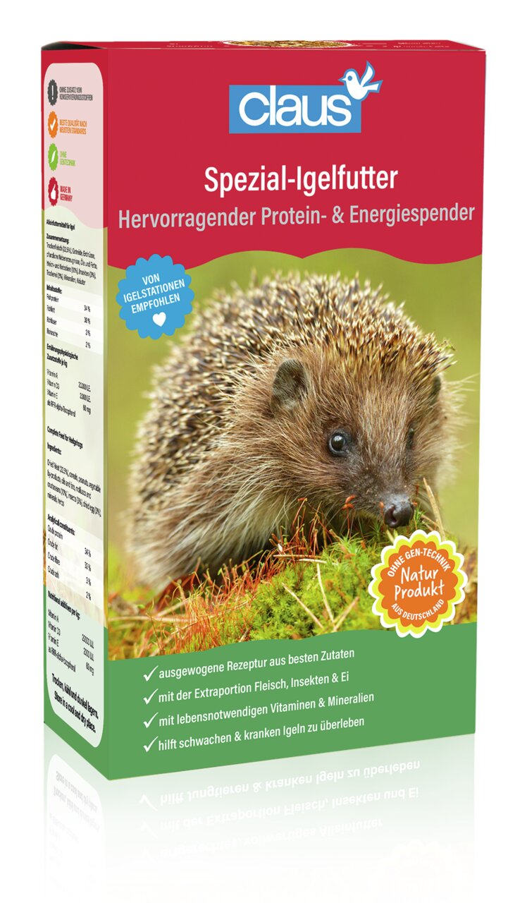 Claus Spezial-Igelfutter, 500 g: Für schwache-kranke Igel. Mit Fleisch, Insekten, Ei, Vitaminen & Mineralien. Empfohlen von Igelstationen.