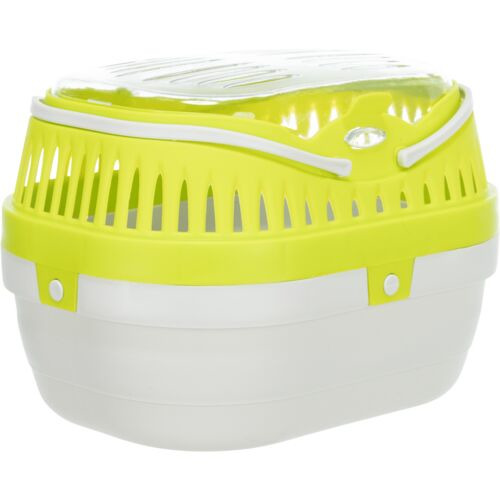 TRIXIE Transportbox "Mini-Capri" für Kleintiere (Hamster/Mäuse), Weiß-Gelb, mit Lüftungsschlitzen & transparentem Deckel, ideal für Transport.