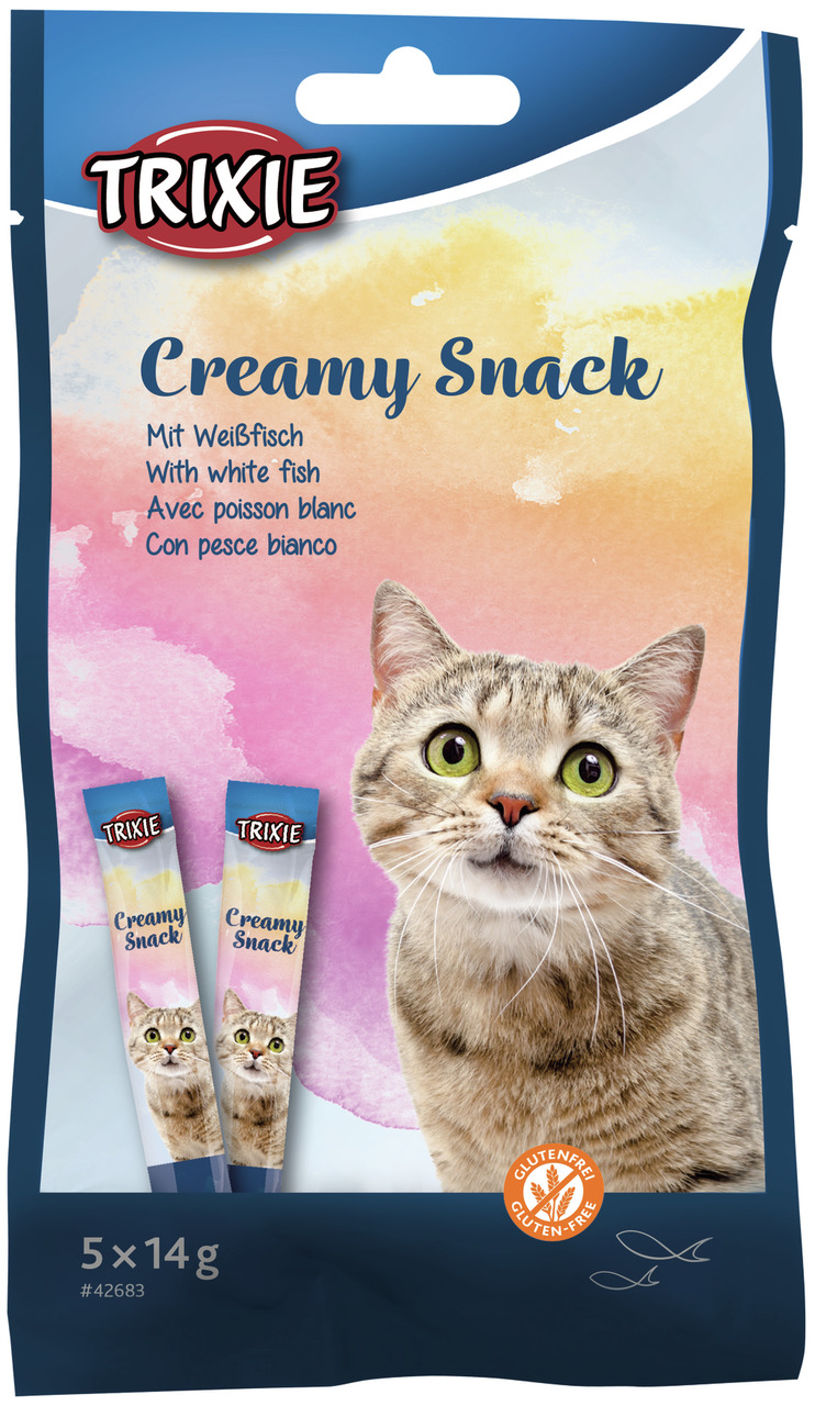 Sparpaket 2 x 70 g Trixie Creamy Snack mit Weißfisch Katzen Snack