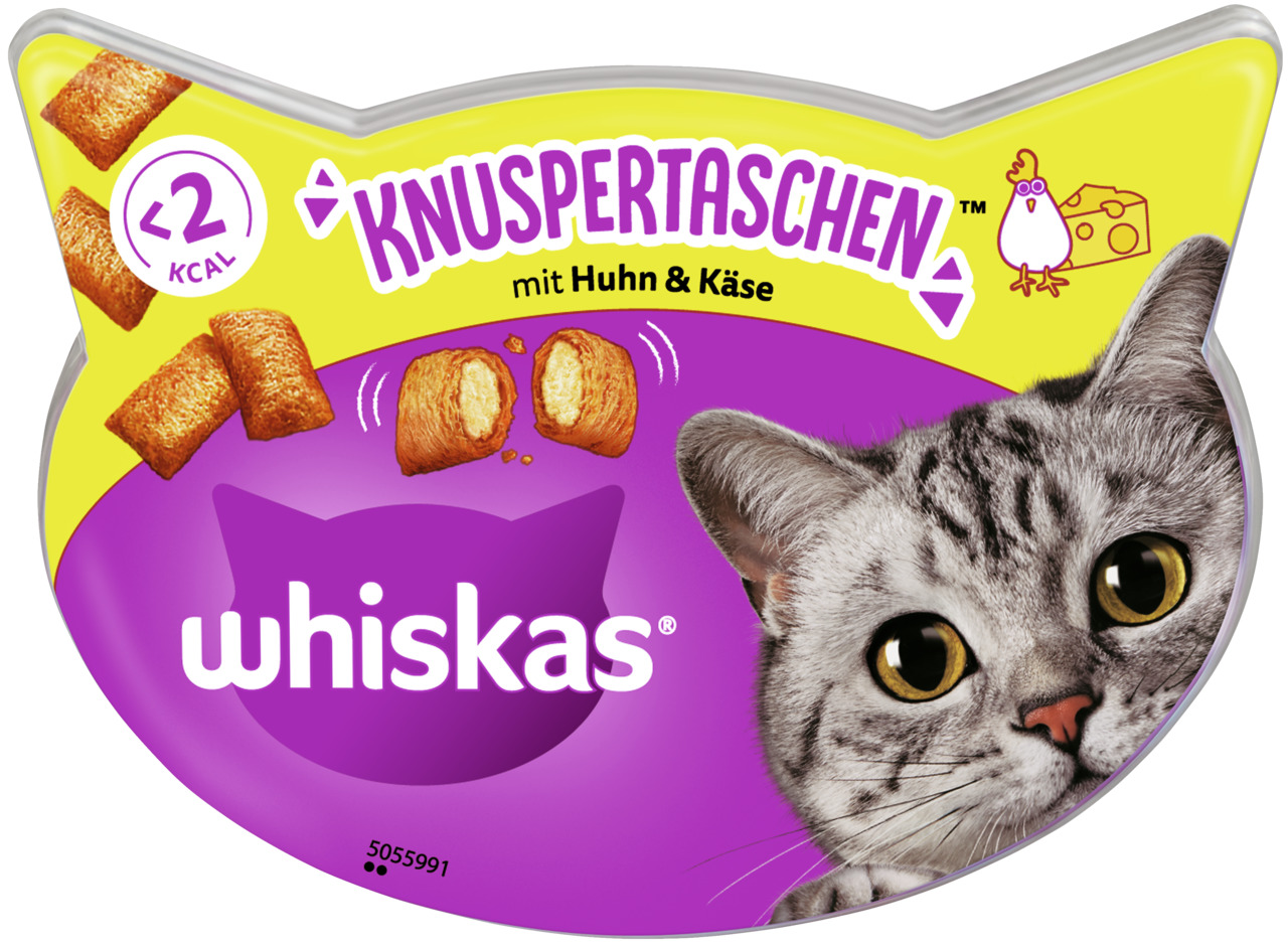 Whiskas Knuspertaschen mit Huhn & Käse Katzen Snack 60 g