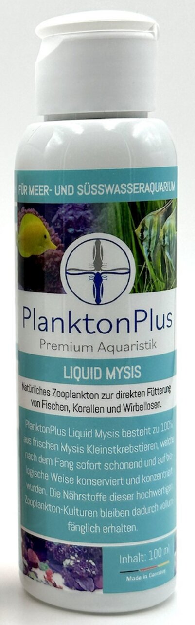 PlanktonPlus Liquid Mysis, 100 ml, für Meer--Süßwasseraquarien: Fische, Korallen, Wirbellose. Natürliches Zooplankton, schonend konserviert.
