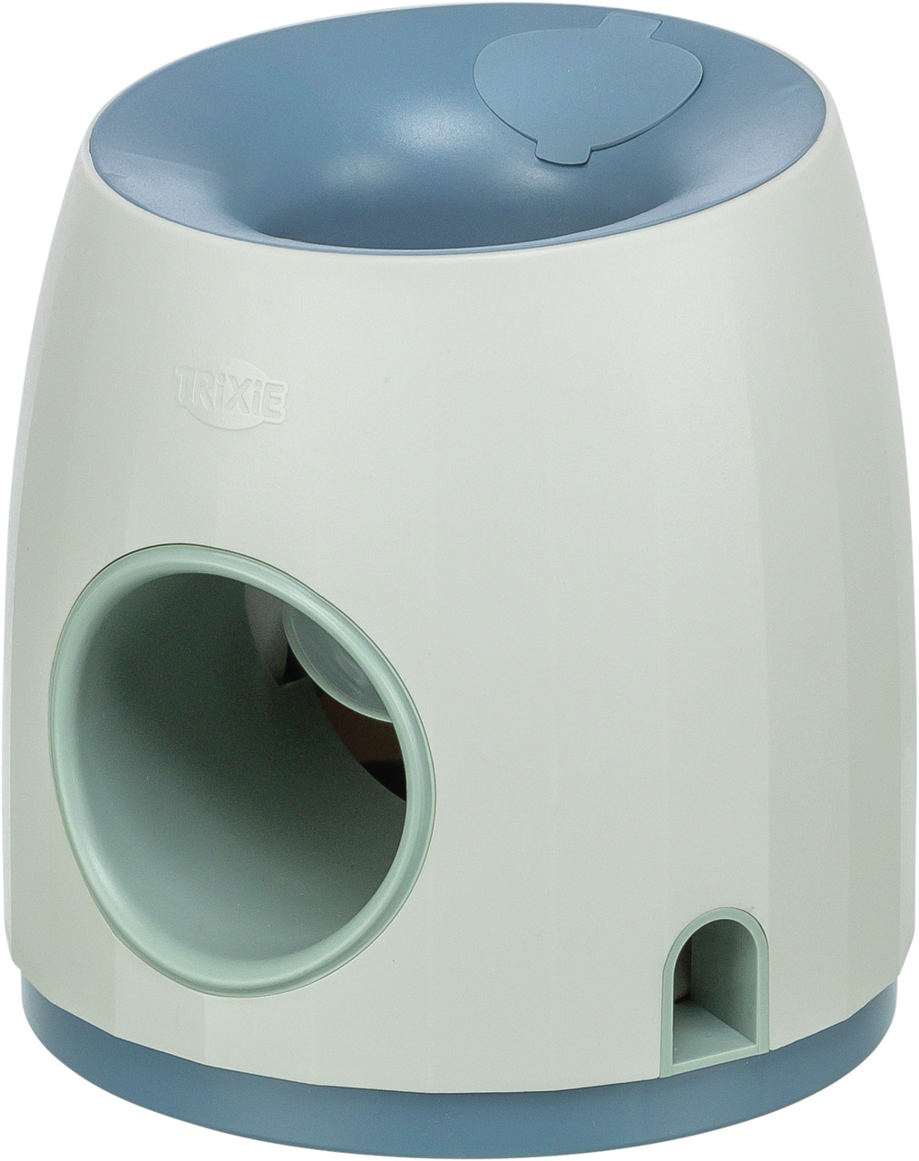 TRIXIE Dog Activity Memory Trainer 3.0, interaktives Spielzeug f. Hunde, alle Größen-Alter, Weiß-Blau, mit Futterspender, Knopfaktivierung.