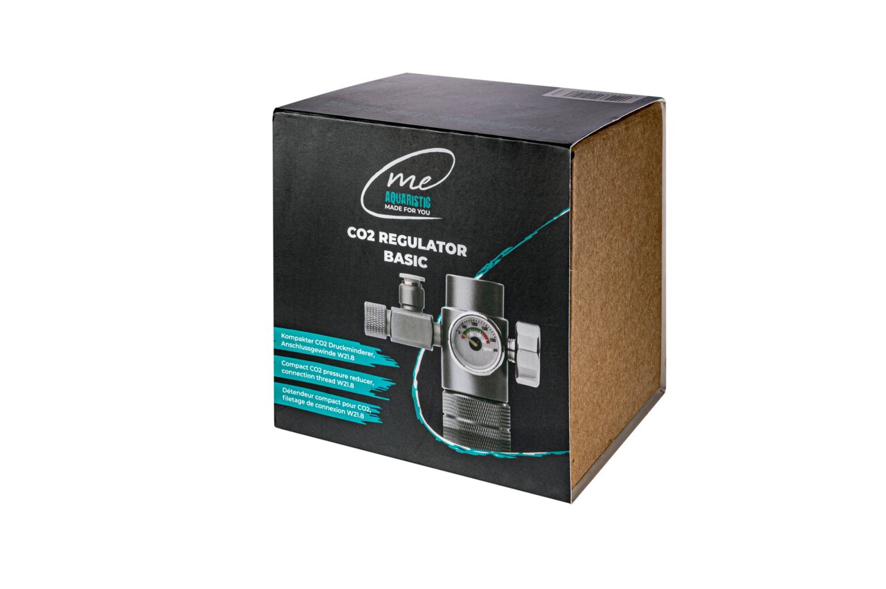 ME Aquaristic CO2 Regulator Basic, kompakter CO2-Druckminderer für Aquarien, Anschlussgewinde W21.8.