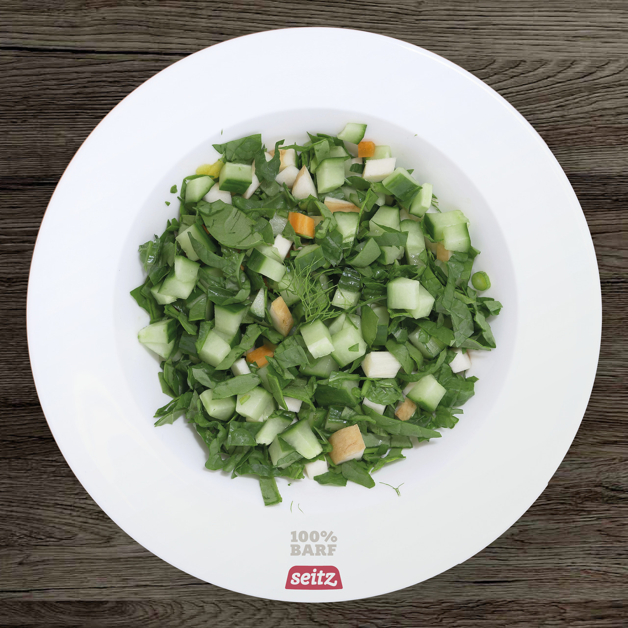 Seitz 100% BARF, Ergänzungsfuttermittel für Hunde, mit Gurken, Spinat & Karotten, für nat. Ernährung.