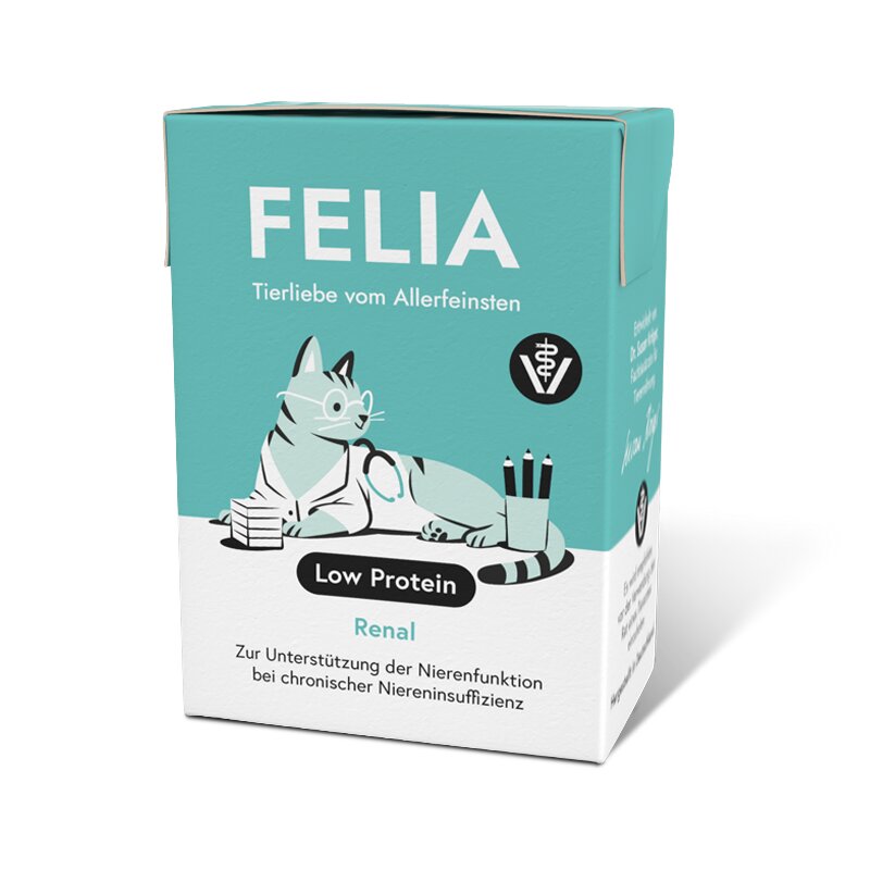 FELIA Renal Low Protein für Katzen, Diätfutter zur Unterstützung der Nierenfunktion bei chronischer Niereninsuffizienz.