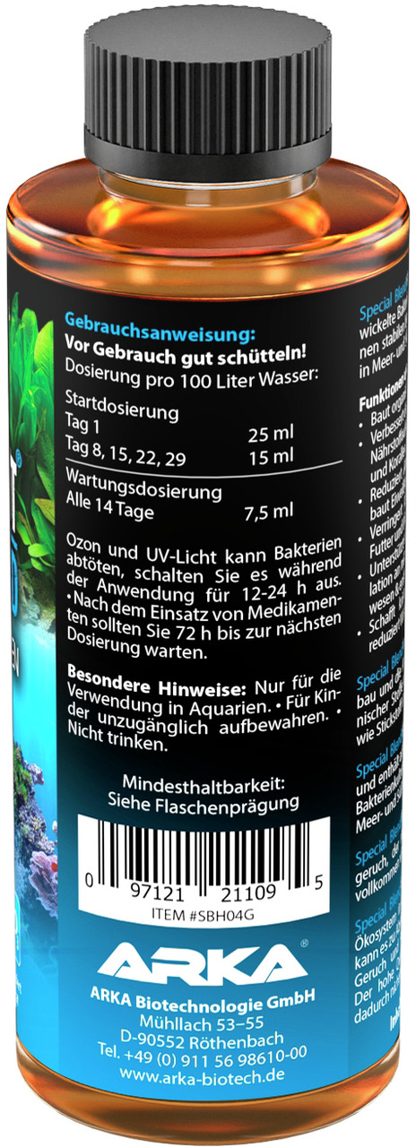 ARKA MICROBE-LIFT Special Blend: Bio-Wasserpflegemittel f. Süß-/Meerwasseraquarien, 473 ml, mit Dosieranleitung.