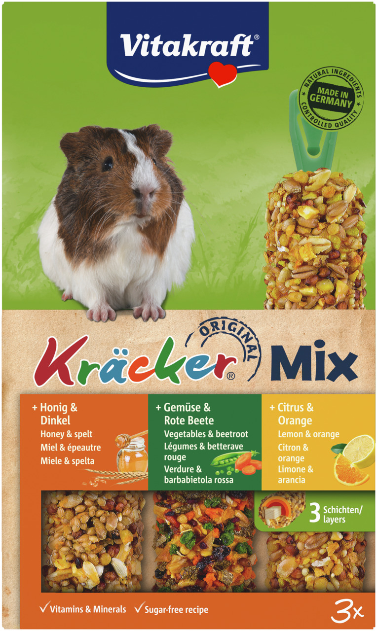 Vitakraft Kräcker®Trio Citrus Gemüse Honig Meerschweinchen 3 Stück
