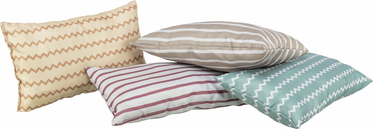 TRIXIE Hundekissen, Zickzack-/Streifenmuster, Beige/Rot/Türkis, waschbar, bequem, ideal für Hunde, 4 Stk.