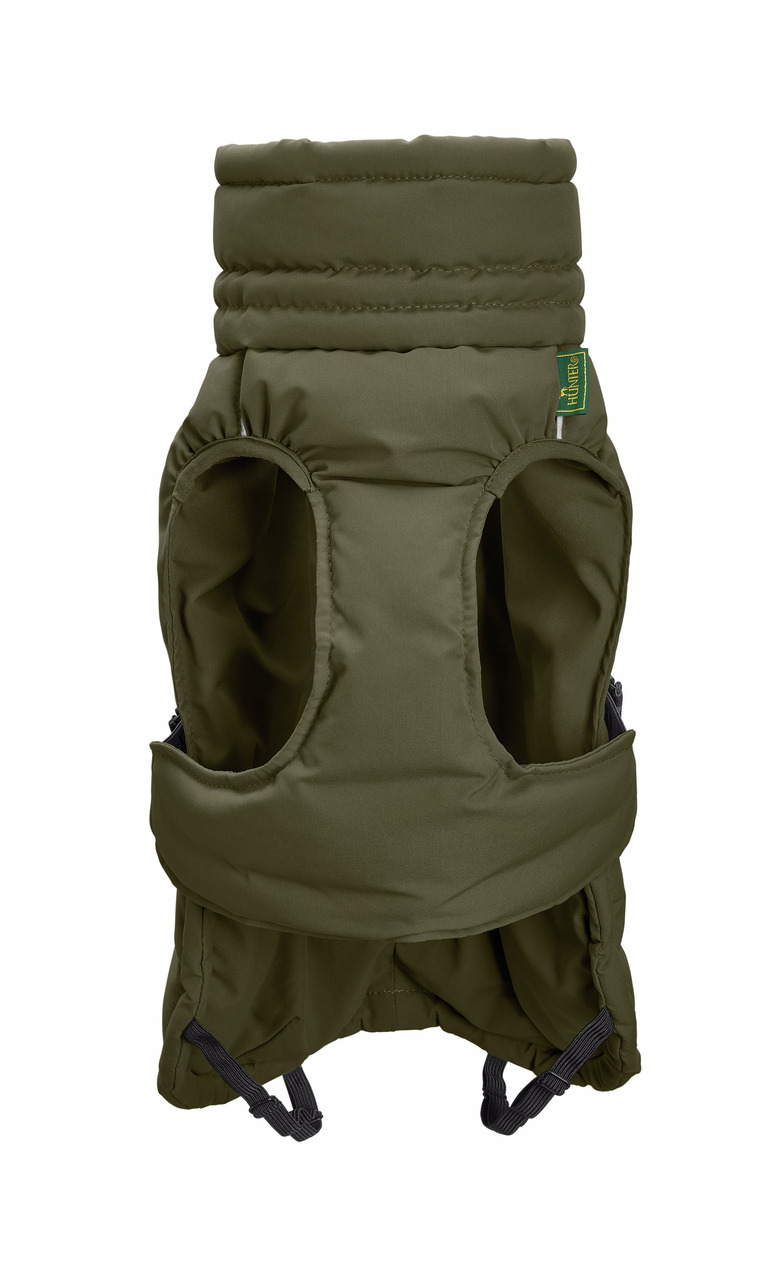 Grüne Hundejacke HUNTER Uppsala Cozy, für kl.-mittelgr. Hunde, wasserabweisend, mit hohem Kragen, verstellb. Gurten, Polsterung.