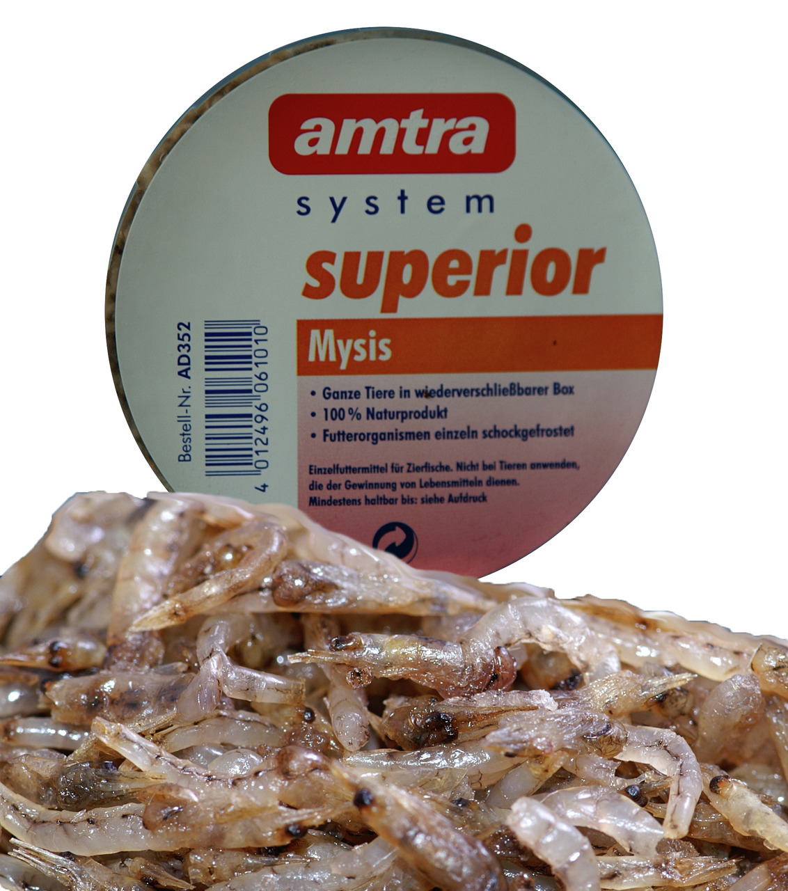 amtra system superior Mysis, Einzelfuttermittel f. Zierfische, 100 % Natur, schockgefrostete Mysis, wiederverschließbare Box.