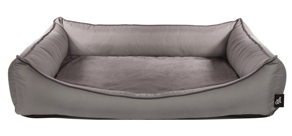 Hundebett Allpets, für Hunde aller Größen, graues Rechteck mit gepolsterten Seiten, flauschige Liegefläche, max. Komfort.