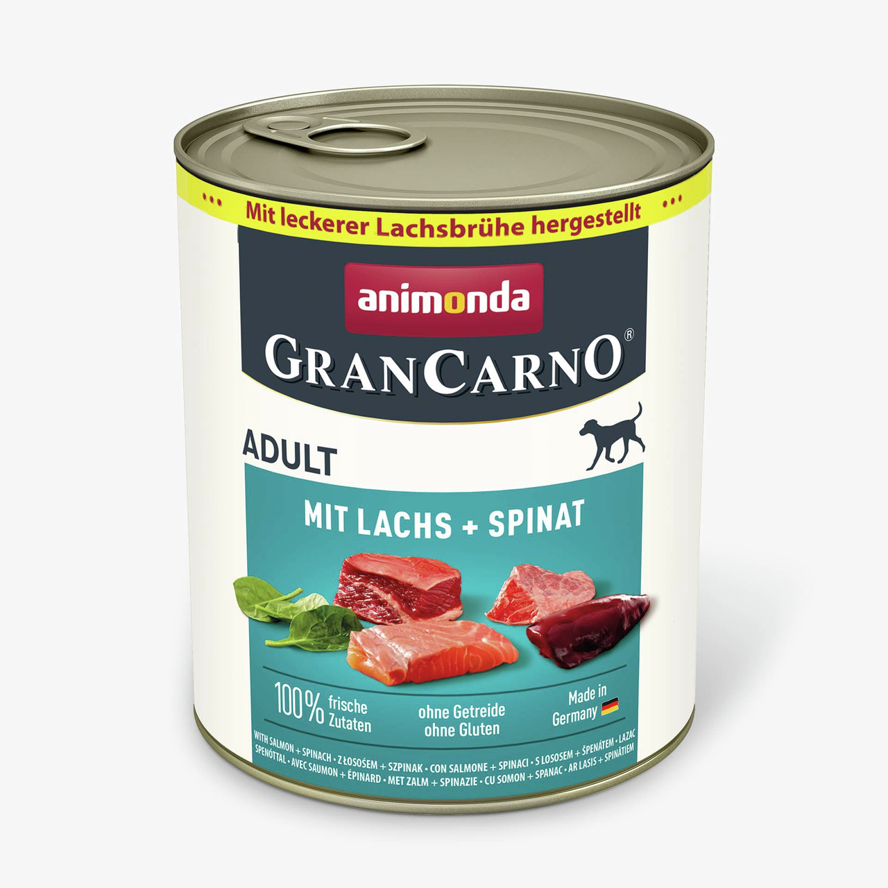 animonda GranCarno Adult, für ausgewachsene Hunde, Lachs & Spinat, 100 % frische Zutaten, ohne Getreide-Gluten, Made in Germany.