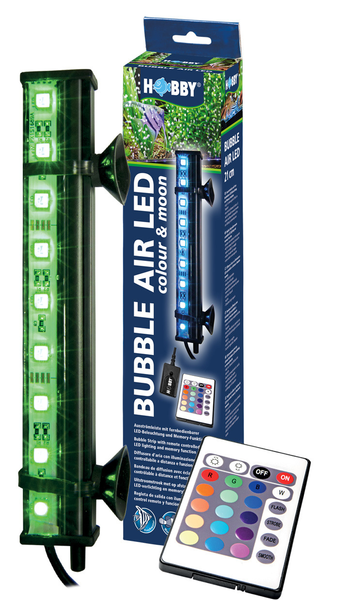 Hobby Bubble Air LED Colour & Moon, LED-Lichtleiste f. Aquarien, Farb- & Mondlicht, 21 cm, Fernbedienung, Memory, einfache Bedienung.