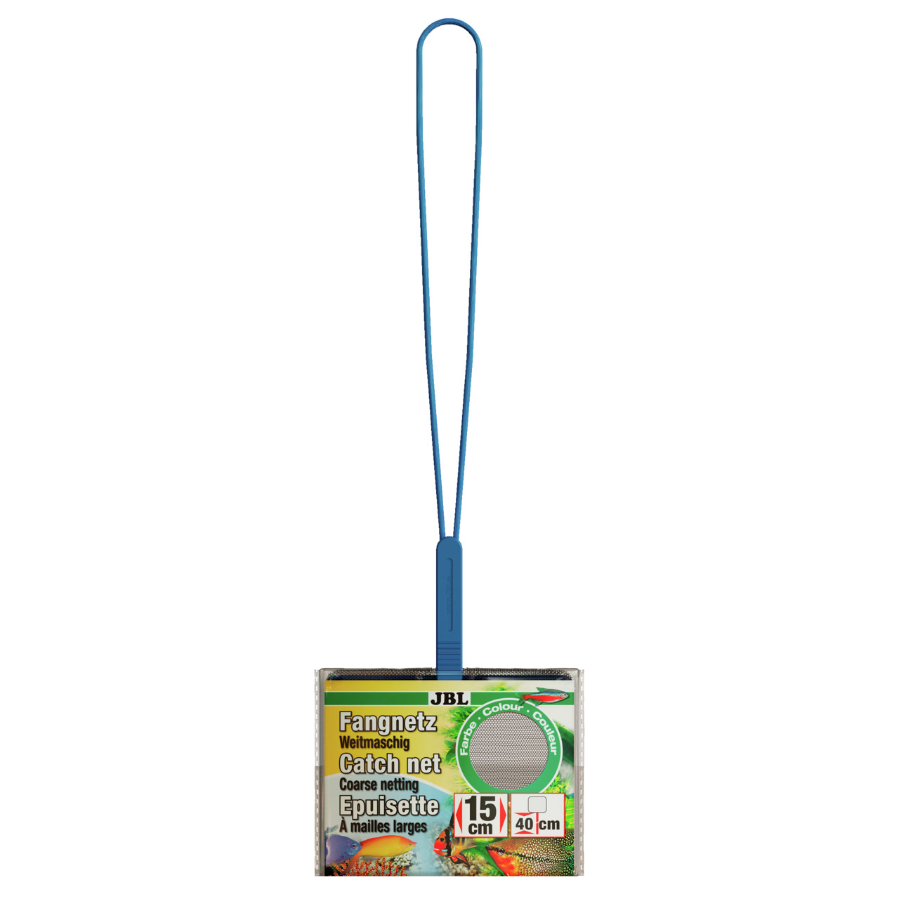 JBL Fangnetz, Kescher-Netz 15 cm, Griff 40 cm, für Aquaristik-Enthusiasten, robust, schonend, ideal zum sicheren Fischefangen.