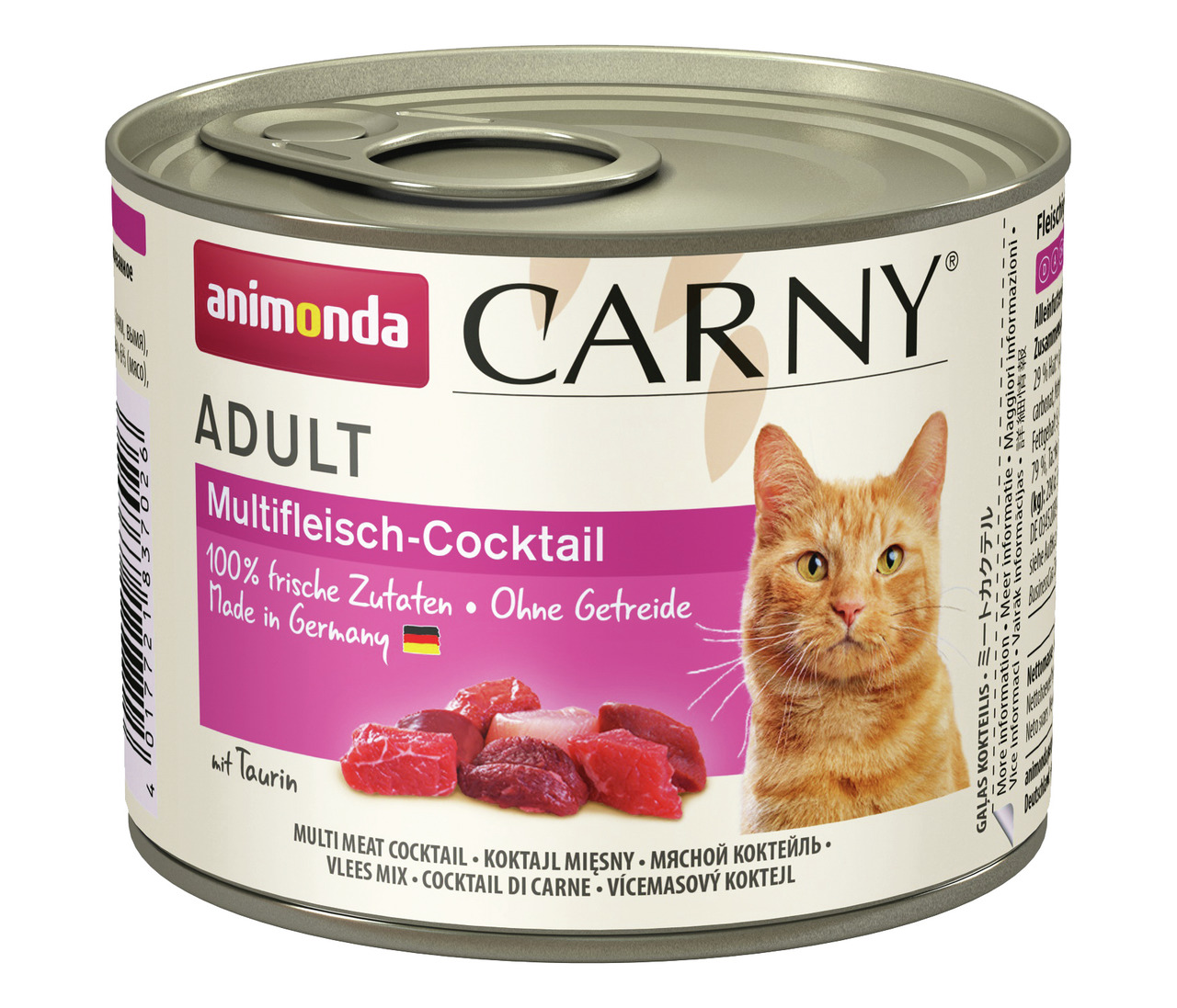 Animonda Carny Multifleisch-Cocktail, Adult Katzen, versch. Fleischsorten, 100% frische Zutaten, ohne Getreide, Made in Germany, 200 g.