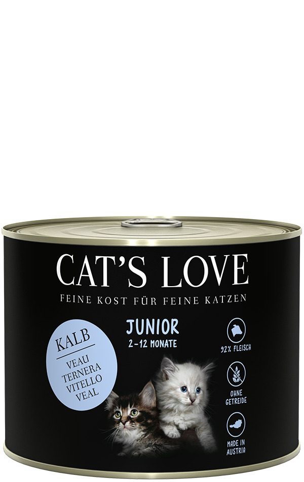 Sparpaket 6 x 200 g Cat's Love Junior Kalb Katzen Nassfutter