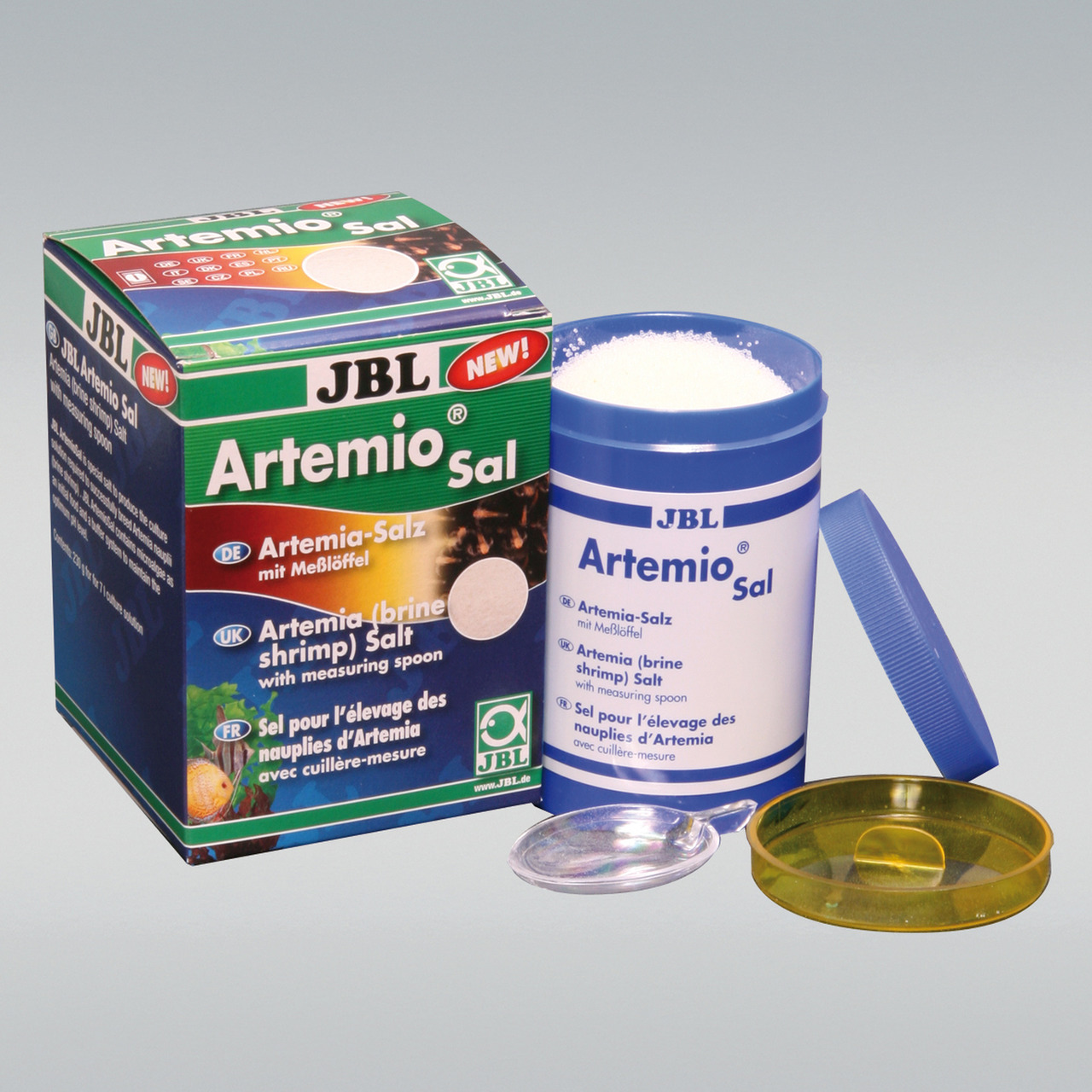 JBL Artemio Sal, Artemia-Salz für Aquarienbesitzer, 200 g, mit Messlöffel, fördert Artemia-Zucht, ideal für Fischliebhaber.
