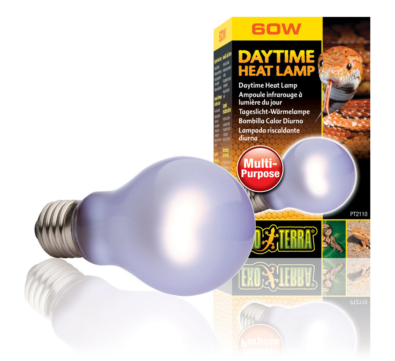 Exo Terra Daytime Heat Lamp 60W, Tageslicht-Wärmelampe f. Reptilien-Terrarientiere, schafft nat. Wärme--Lichtklima, vielseitig.