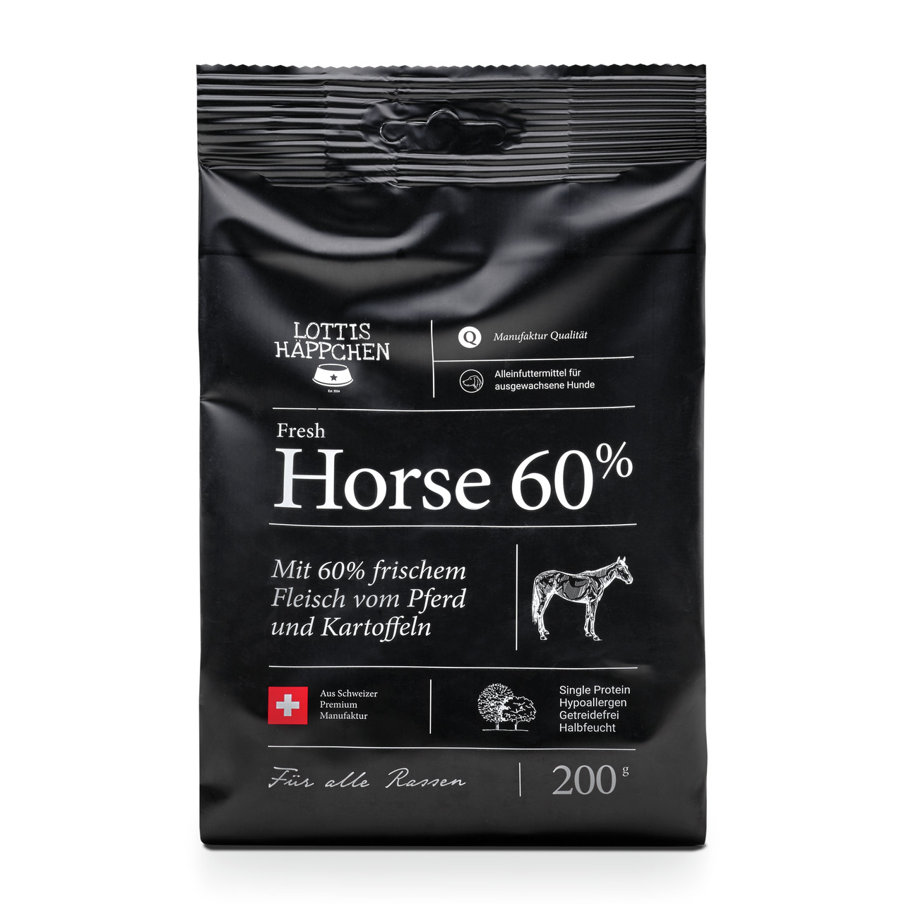 Lottis Häppchen Fresh Horse 60 % Hunde Trockenfutter 200 g