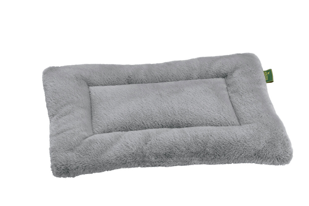 Weiches, graues Hundekissen HUNTER, für kl.-mittelgr. Hunde, flauschig, hoher Komfort, ideal für Körbchen/Liegefläche, Details auf Bild.