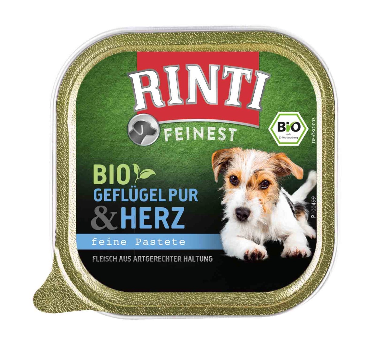 Rinti Feinest Bio Geflügel pur & Herz Feine Pastete Hunde Nassfutter 150 g