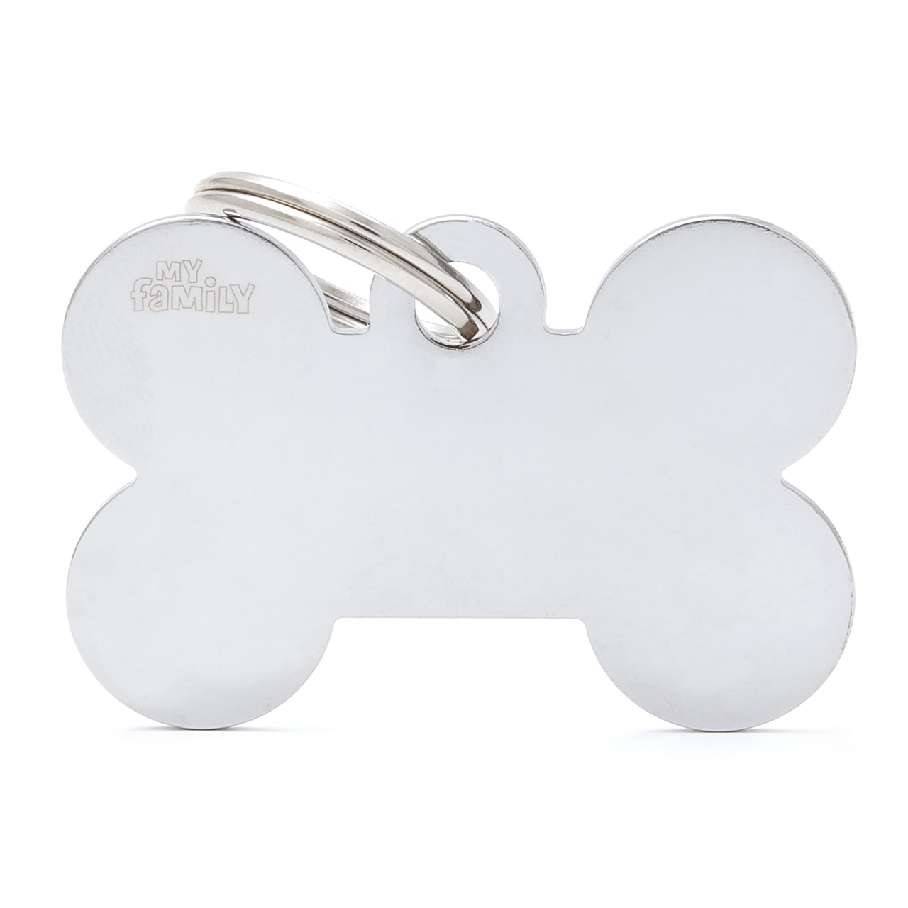 MY FAMILY Basic Big Bone Tag verchromtes Messing Hundemarke