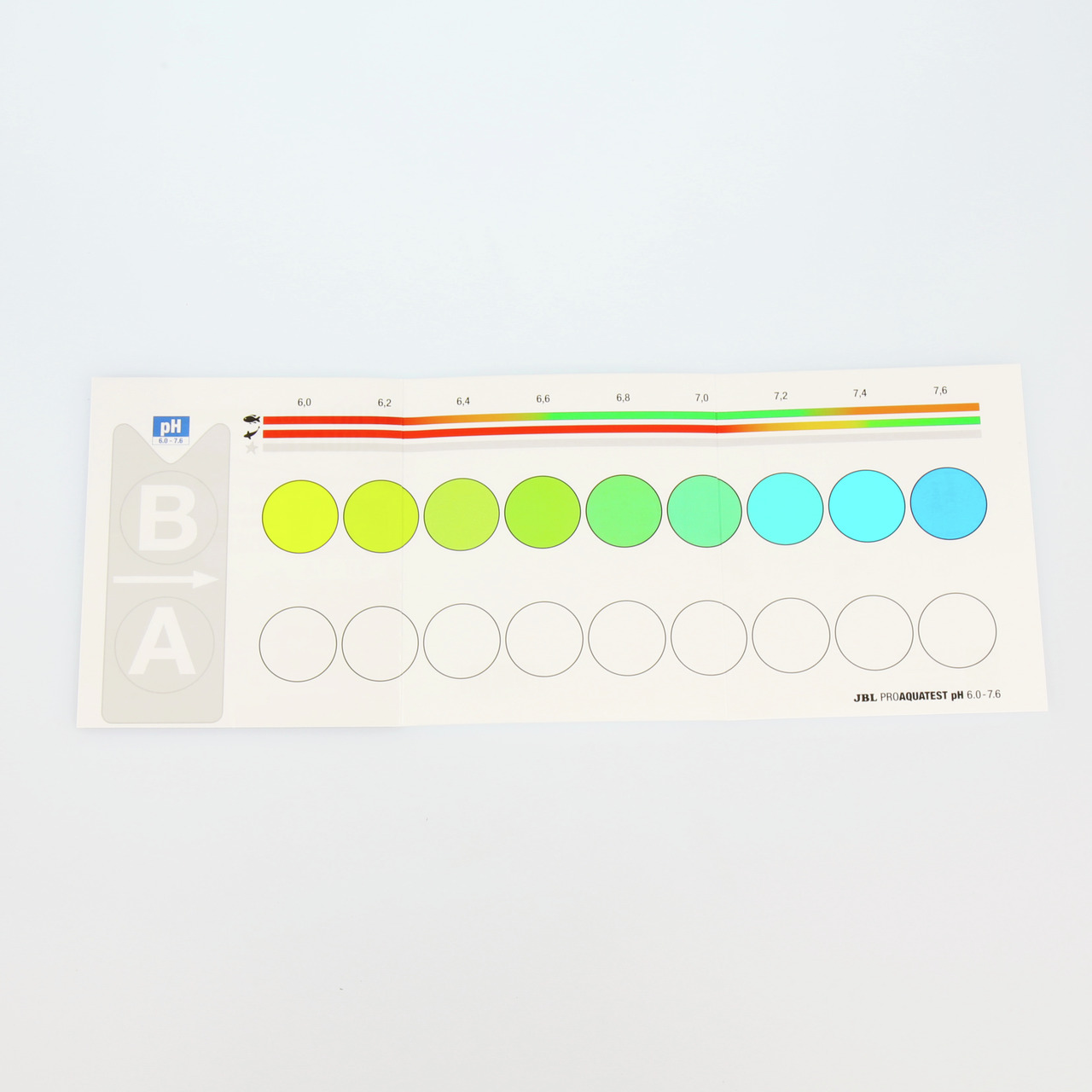 JBL ProAquaTest pH 6,0-7,6: Wassertest für Aquarien-Teiche, präzise pH-Wert-Analyse (Gelb-Blau), Zielgruppe: Aquarien--Teichbesitzer.