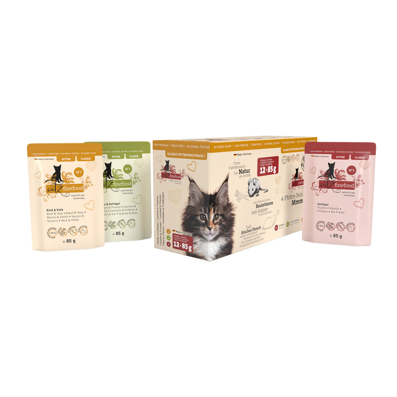 Sparpaket 2 x 12 x 85 g Catz finefood Classic Kitten Multipack I Katzen Nassfutter