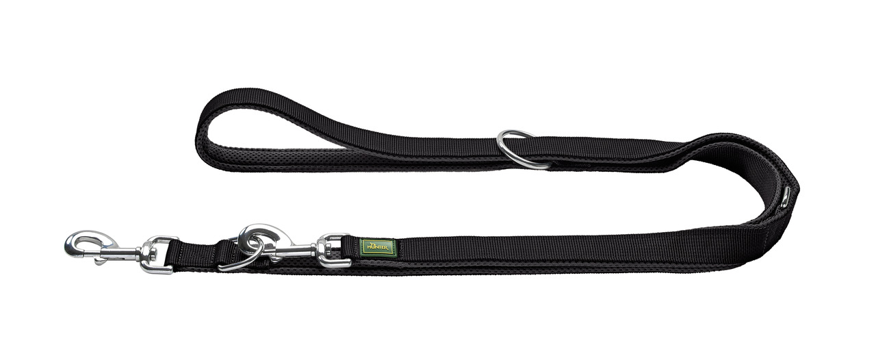 Hundeleine HUNTER Tripoli, Nylon, 2 Karabiner, verstellbar, für Hunde aller Größen, Länge ca. 200 cm, robust, komfortabel.