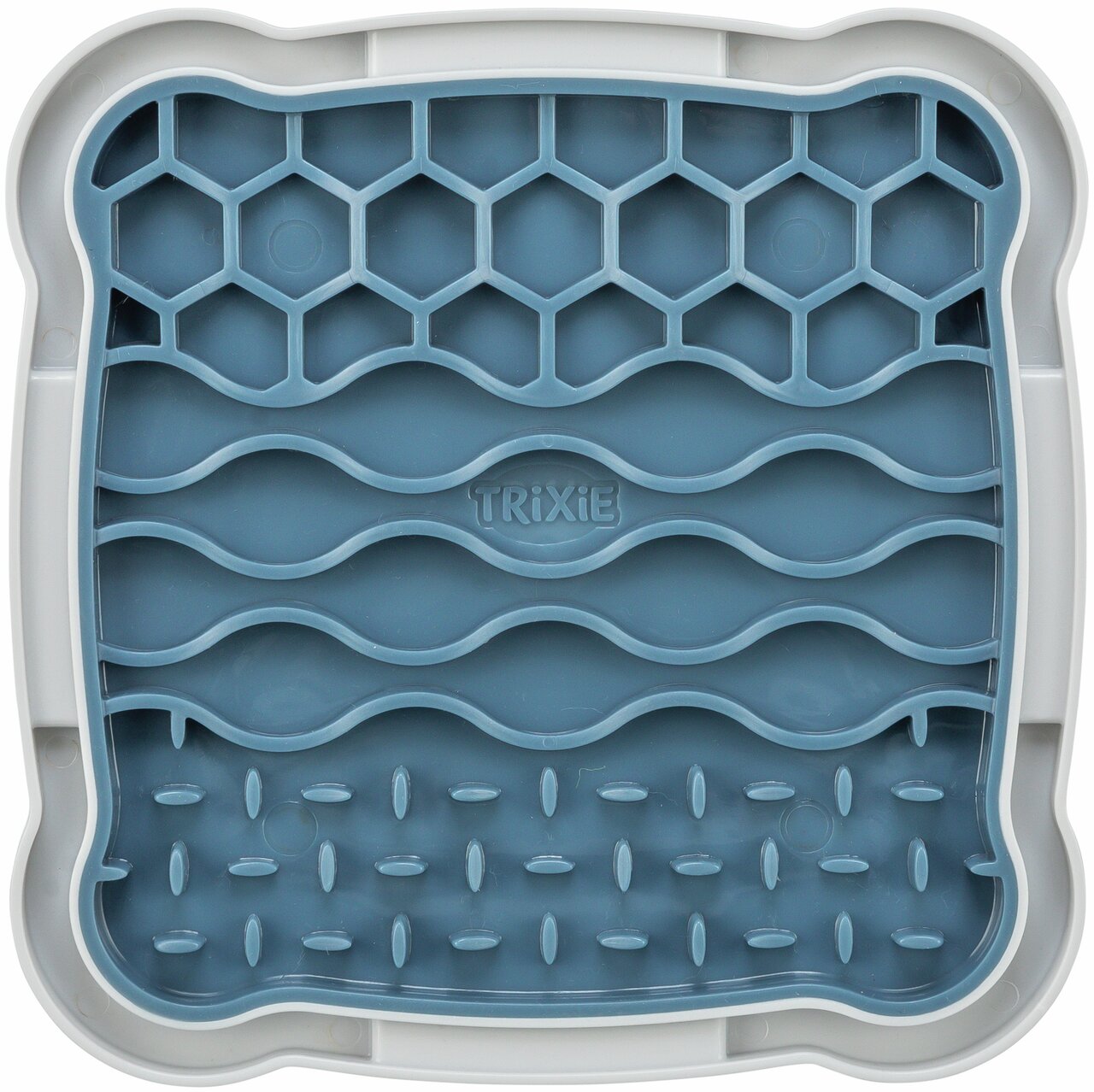 TRIXIE Schleckplatte für Hunde und Katzen, blau, stimuliert langsames Fressen und beschäftigt die Tiere.