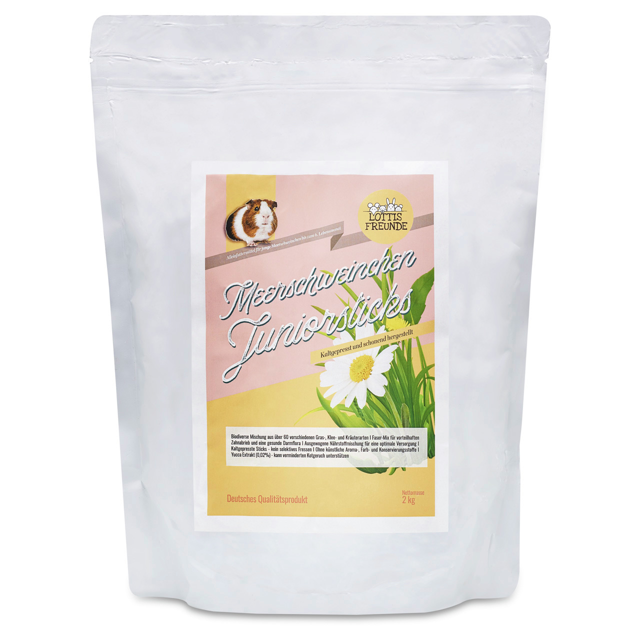 LOTTIS FREUNDE Meerschweinchen Juniorsticks, junge Meerschweinchen, Gräser/Kräuter/Kamille, 2 kg, schonend hergestellt, natürlich.