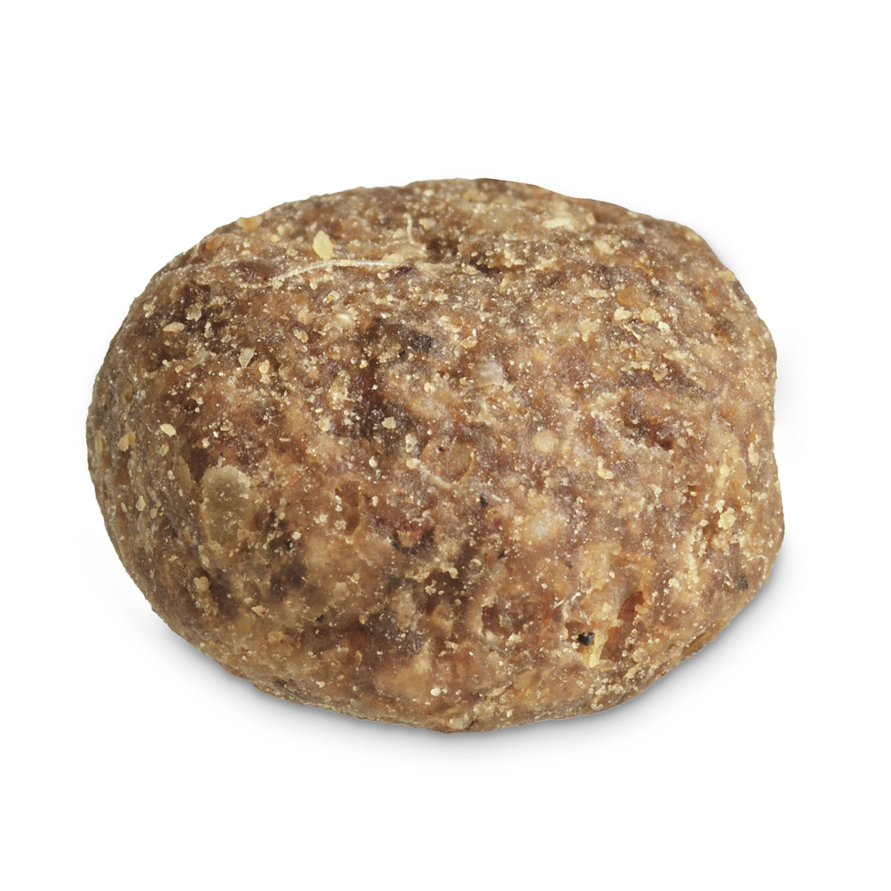 TIKAANI Hundesnack, für Hunde, natürliche Zutaten, ideal als Belohnung-Zwischenmahlzeit, kompakte runde Form, braune Textur.