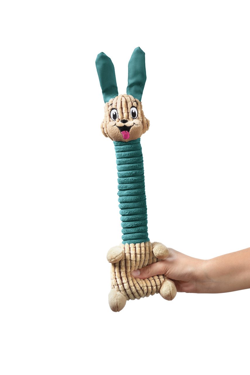 HUNTER Hundespielzeug, Plüsch-Hase, grüne Ohren, elastischer Körper, fördert Spielspaß & Zahnpflege.