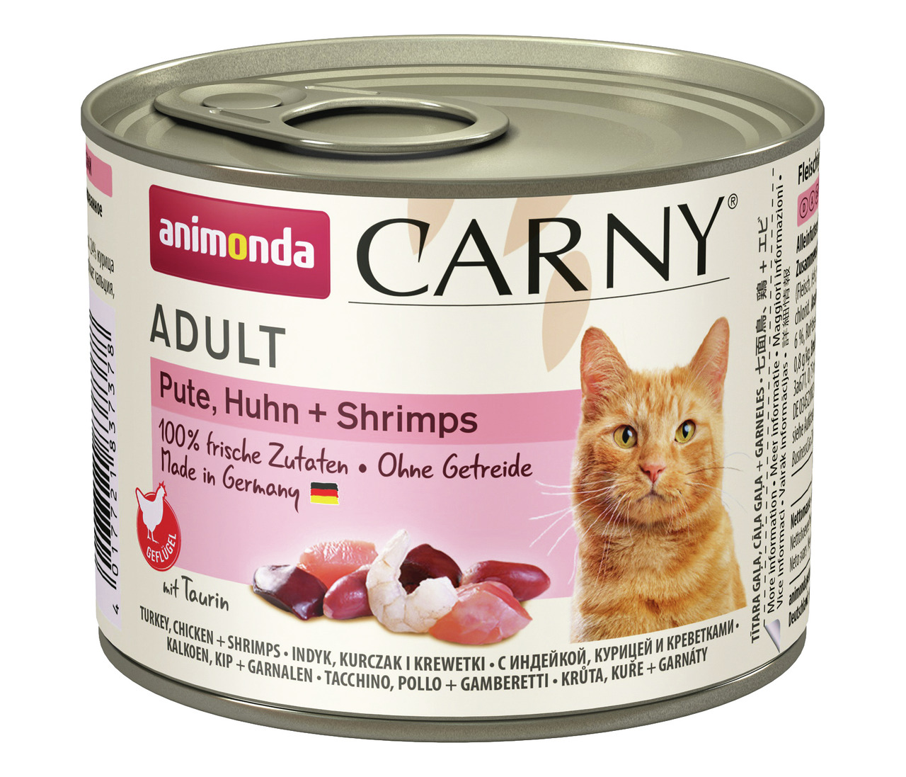 Animonda Carny Adult Katzenfutter "Pute, Huhn + Shrimps", 200 g, 100 % frisch, getreidefrei, in DE hergestellt.