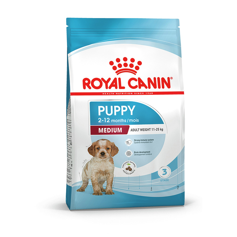 ROYAL CANIN Medium Puppy, mittelgr. Welpen (2-12 Mon., 11-25 kg), 3 kg, unterstützt Immunsystem & Gehirnentwicklung.