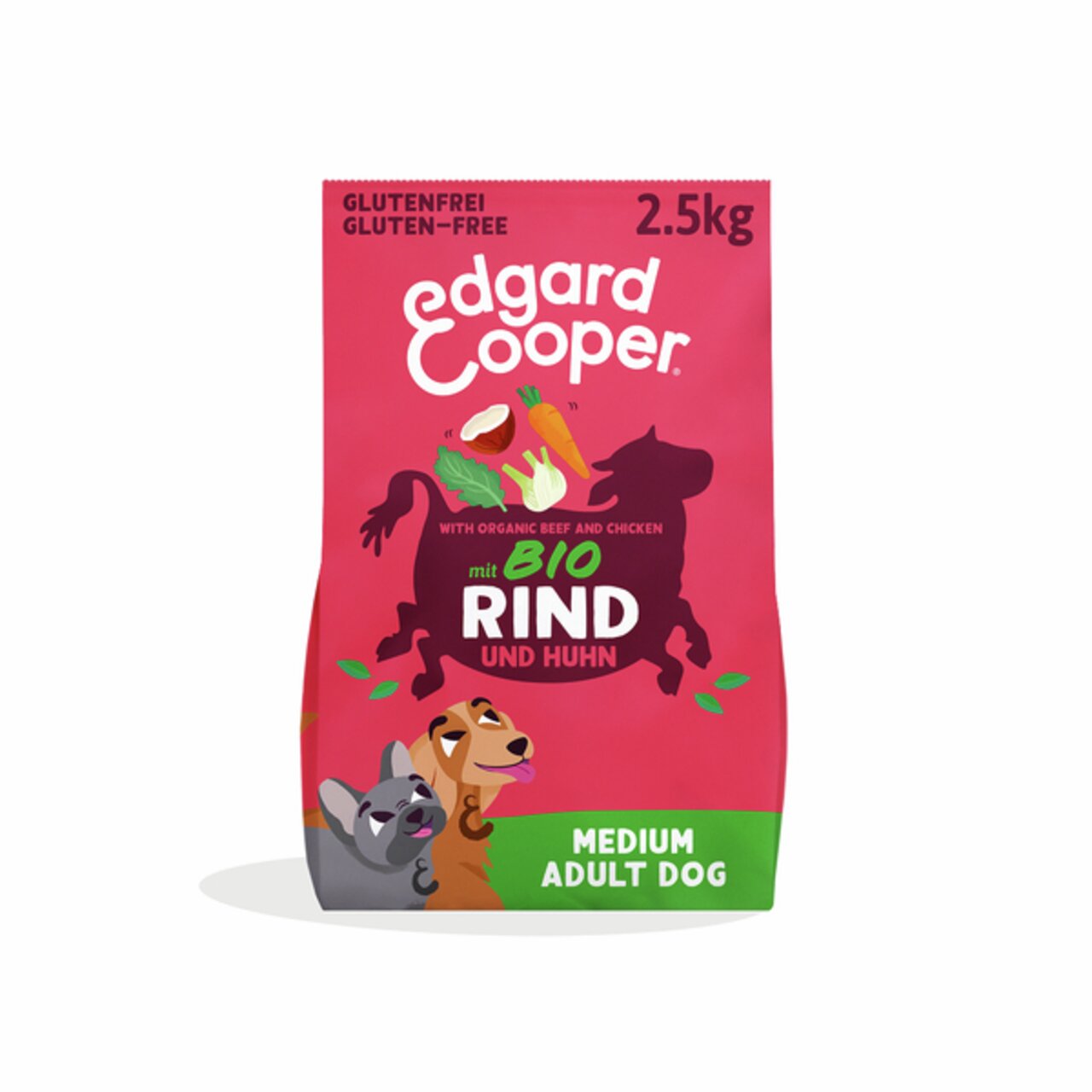 Edgard & Cooper Hundefutter für mittelgroße erwachsene Hunde, glutenfrei, Bio-Rind und Huhn, 2,5 kg, gesunde Rezeptur.