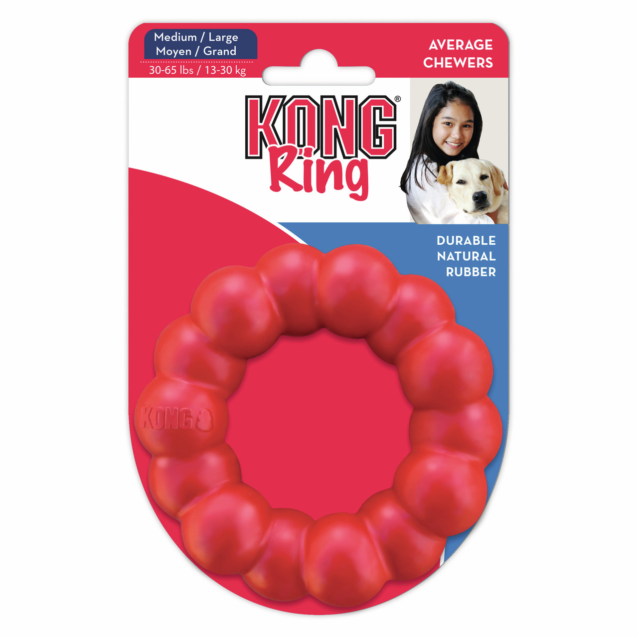KONG Ring von KONG, robustes Hundespielzeug aus Gummi, für mittelgroße/große Hunde (13-30 kg), fördert Zahngesundheit.