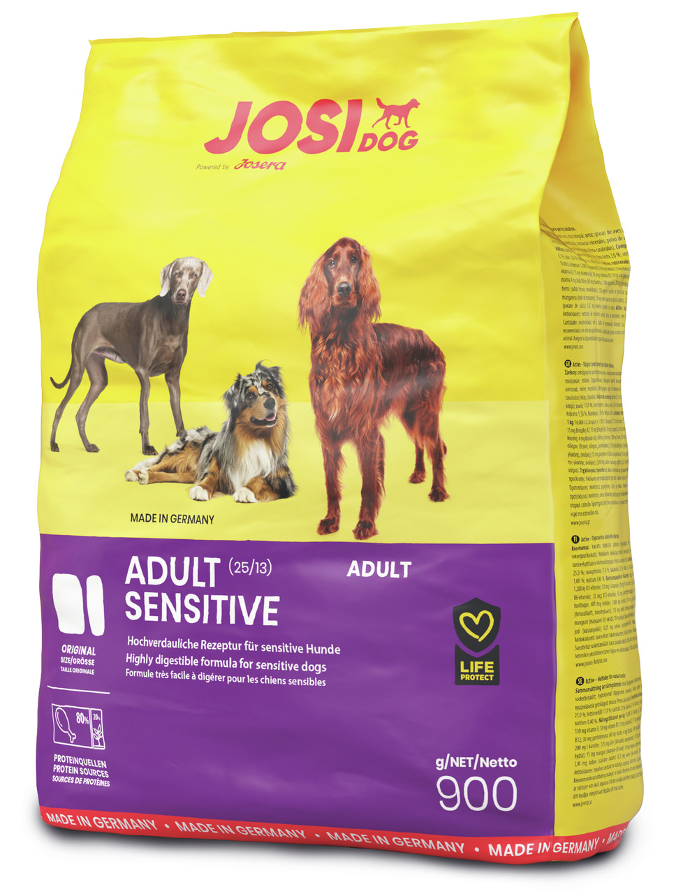Josera JosiDog Adult Sensitive, für ausgewachsene Hunde mit empfindl. Magen, hochverdaulich, 900 g, hergestellt in Deutschland.