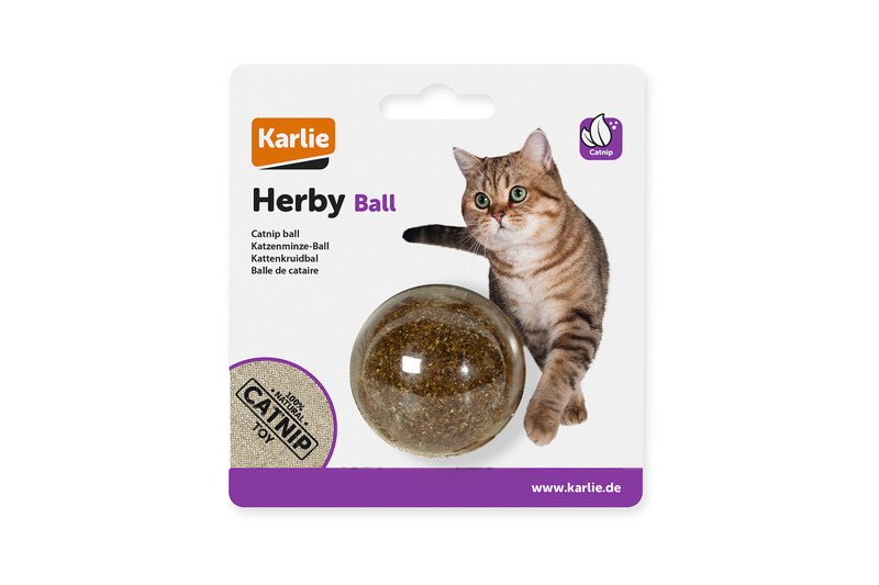 Karlie Herby Ball: Katzenspielzeug für alle Altersgruppen, 100% Katzenminze, fördert Spielfreude & Aktivität.