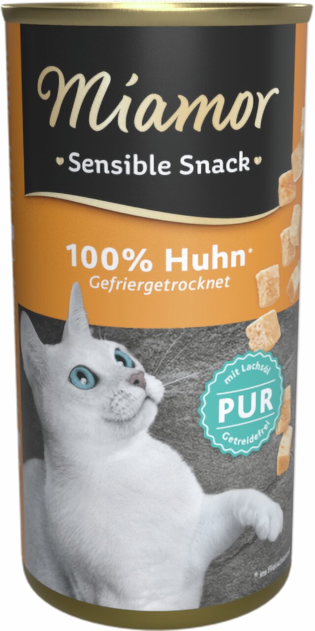 Miamor Sensible Snack für Katzen, 100 % Huhn, gefriergetrocknet, getreidefrei, mit Lachsöl, 35 g.