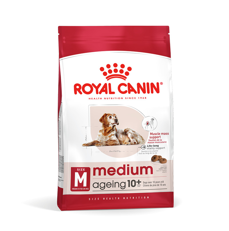 ROYAL CANIN Medium Ageing 10+, für mittelgr. Hunde (10+ J., 11-25 kg), unterstützt Muskelmasse & Vitalität, 3 kg.