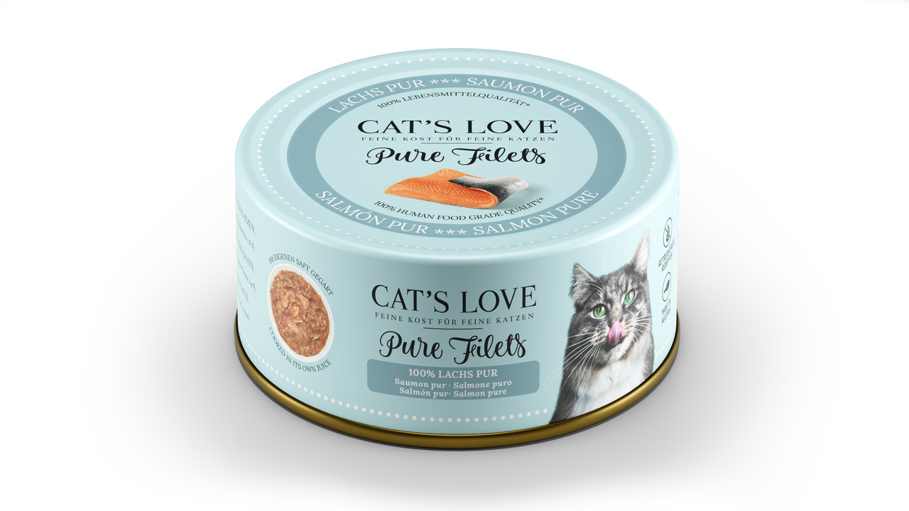 Sparpaket 6 x 100 g Cat's Love Pure Filets 100 % Lachs pur Katzen Nassfutter