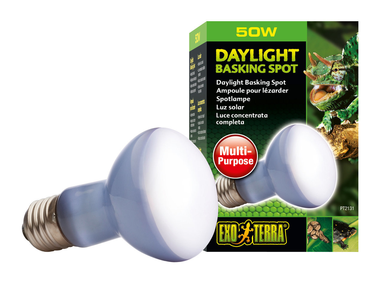 Exo Terra Daylight Basking Spot 50W, Mehrzwecklampe f. Reptilien, fördert Verhalten durch Wärme+Licht, ideal f. Reptilienhalter.