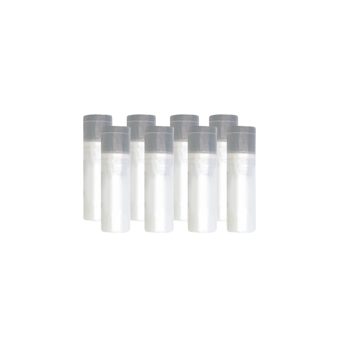 Durchsichtige leere Lippenpflegestifthülsen im 10er-Pack, ideal für DIY-Kosmetik, mit abnehmbaren Verschlusskappen.